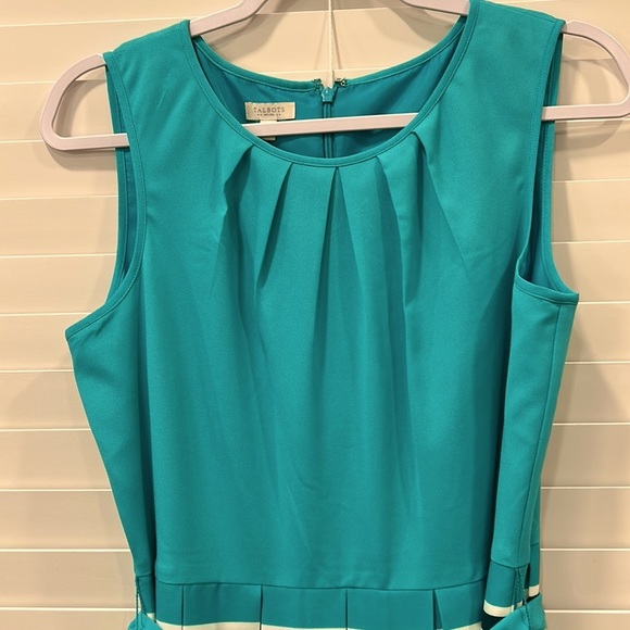 Talbots Petite Polyester Work Dress with Striped Pleated Bottom sz. 10P NWT - Picture 4 of 10